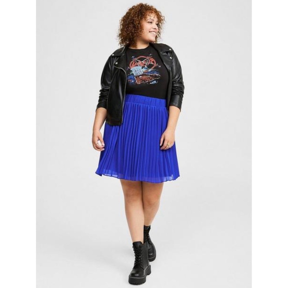 Torrid Plus 3X Mini Chiffon‎ High Waist Pleated Skirt Electric Blue Grunge Fairy
